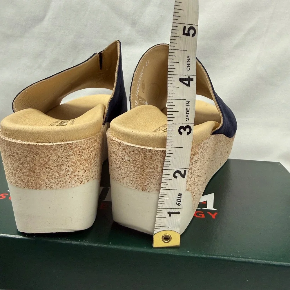 Mephisto Giuletta Indigo Blue Suede Cork Wedge Sandals Soft-Air EU 41 US 10 New